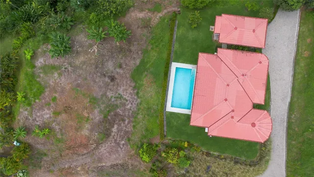 an aerial view of a house