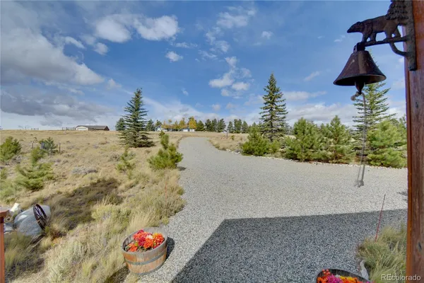 a living room with furniture a fireplace and a floor to ceiling window