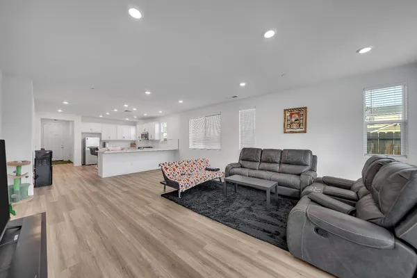 a backyard of a house with lots of green space