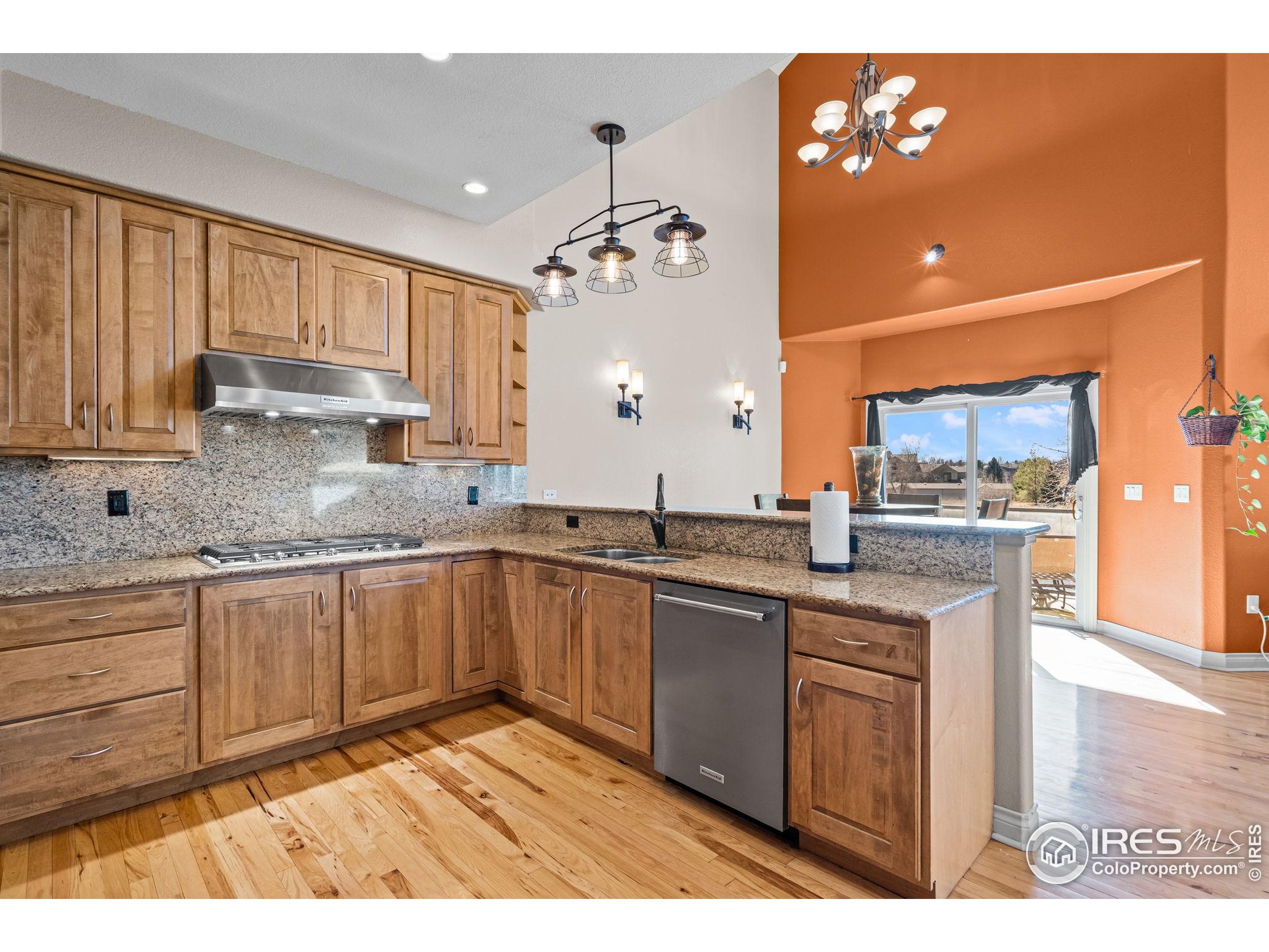 621 Roma Valley Drive Fort Collins, CO 80525 - Photo 16 of 50 a kitchen with granite countertop a sink cabinets and stainless steel appliances