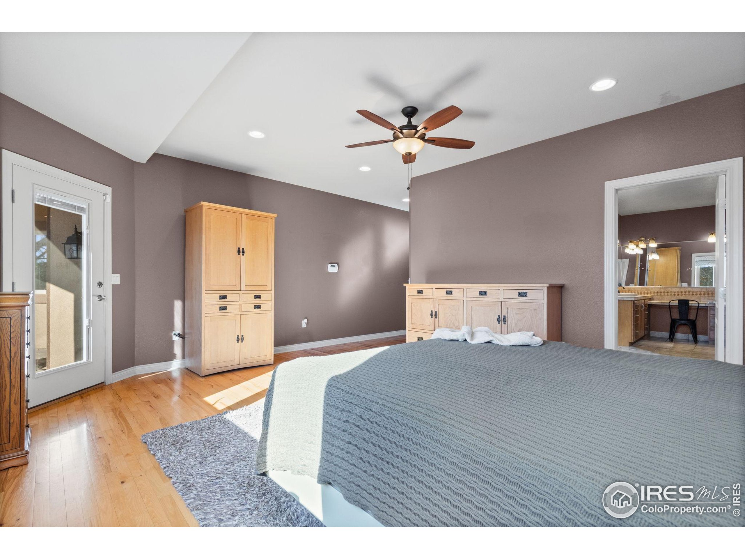 621 Roma Valley Drive Fort Collins, CO 80525 - Photo 19 of 50 a bedroom with a bed and a chandelier