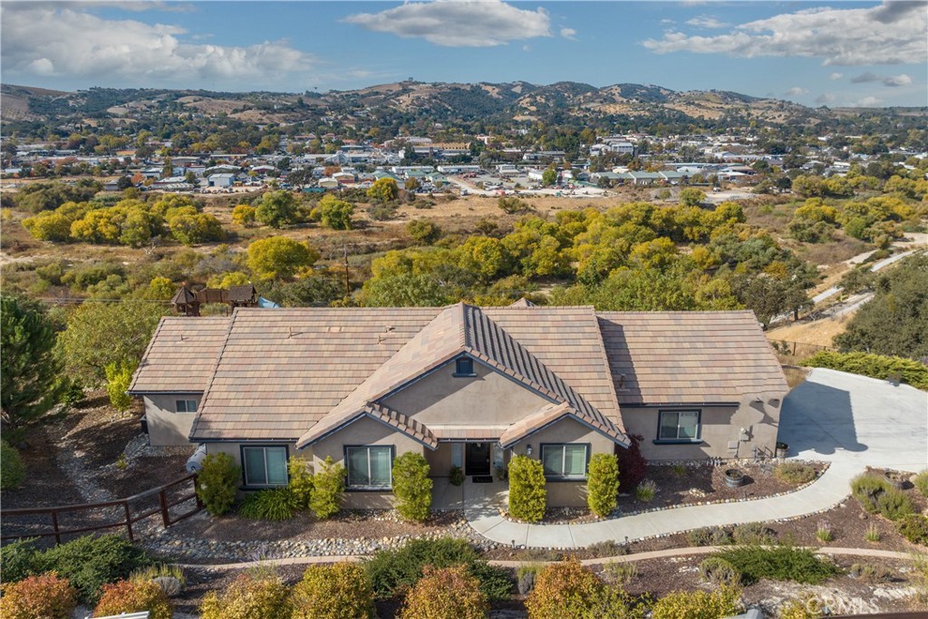 an aerial view of a house