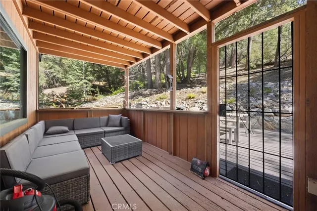 a view of a wooden deck