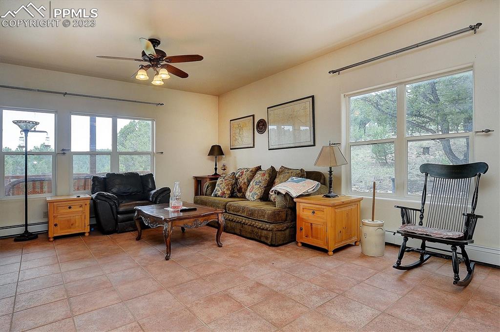 4330 Elkhorn Road Cotopaxi, CO 81223 - Photo 6 of 37 a living room with furniture and floor to ceiling windows