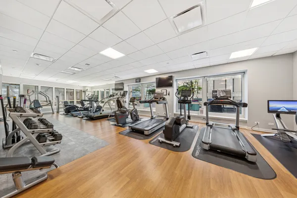 a view of a room with gym equipment