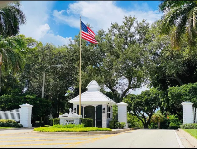 a view of a lake with a park