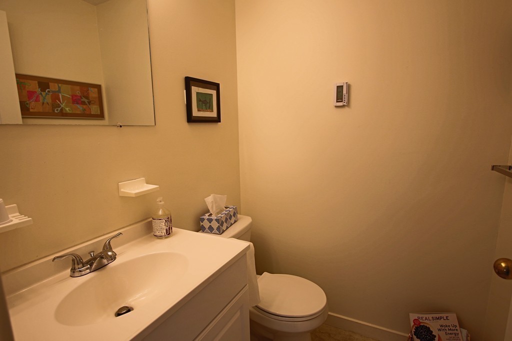 46 Evergreen Road, Unit 209 Northampton, MA 01053 - Photo 9 of 12 a bathroom with a sink mirror and toilet