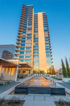 a front view of a building with outdoor space