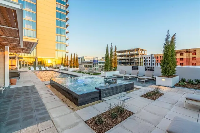 a view of terrace with seating space and city view