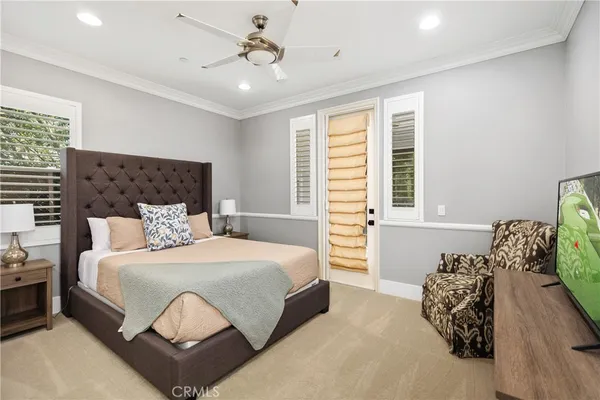 a view of a room that has a large window