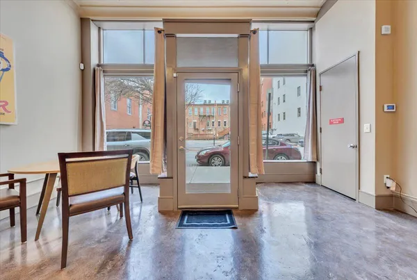 wooden floor and chair in a room