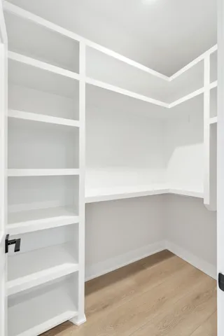 a view of an empty walk in closet