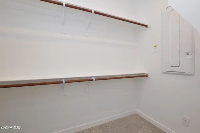 a view of small space with racks on the wall