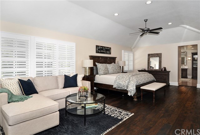 7 Estates Drive Villa Park, CA 92861 - Photo 14 of 46 Master bedroom and retreat area with hardwood floors, recessed lights and tray ceiling.