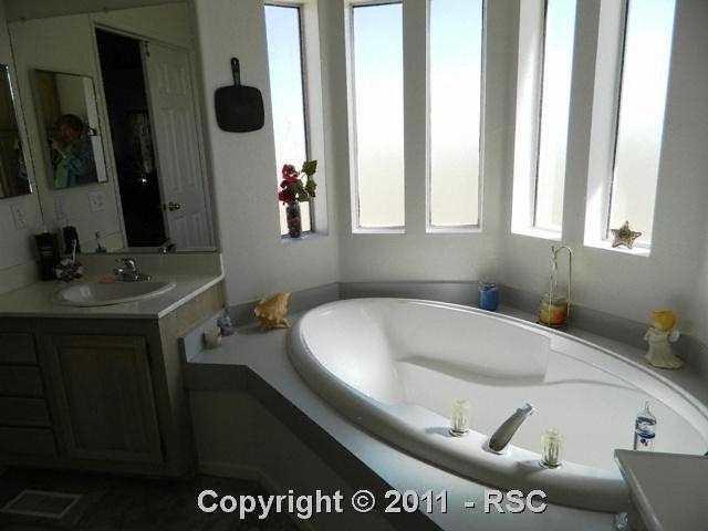 17375 Sage Crest Road Peyton, CO 80831 - Photo 7 of 15 Master bath with 2 separate vanities, garden tub, separate shower, lots of light.
