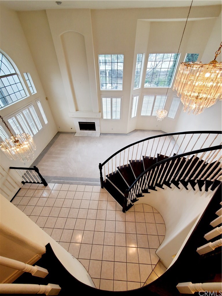 gorgeous staircase and high ceiling