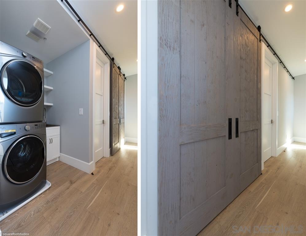 374 D Avenue Coronado, CA 92118 - Photo 21 of 25 Laundry Closet Upstairs Featuring Sliding Barn Doors