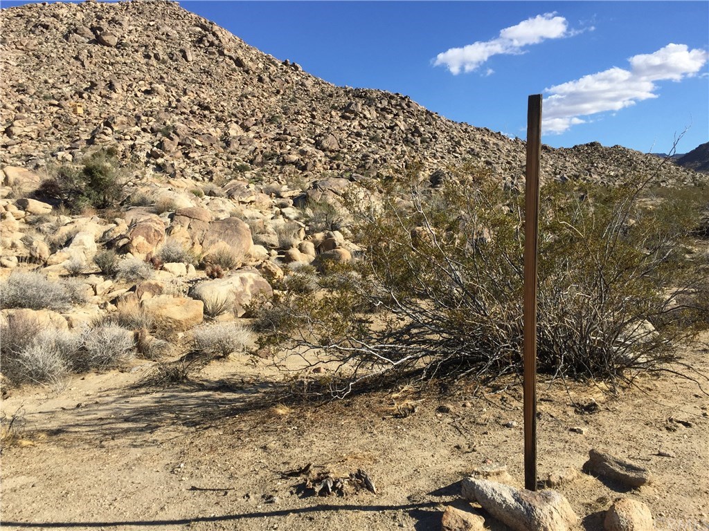 8140 Skyline Drive Joshua Tree, CA 92252 - Photo 6 of 27 Begin your tour of the five acres at the northwest property corner survey stake accessible from Quail Springs by walking along Skyline and crossing the wash up the hill. Call for complete details and a parcel map.