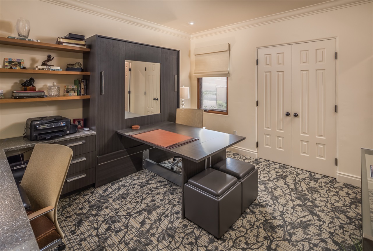 610 Kalamath Drive Del Mar, CA 92014 - Photo 15 of 19 Beautiful, custom & professional office with full bath off main floor. All top of the line custom built-ins and carpet. Hidden murphy bed too for the surprise visitor.