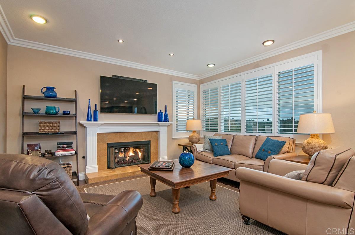 6637 Remsen Court Carlsbad, CA 92011 - Photo 8 of 24 Family room open to remodeled kitchen with gas fireplace and views