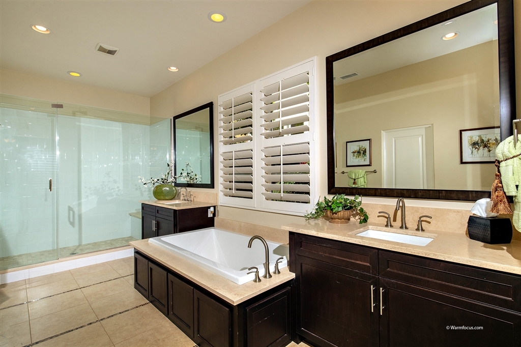 7091 Sitio Caliente Carlsbad, CA 92009 - Photo 11 of 23 Spa Like Master Bath with large shower, tub and walk-in closet