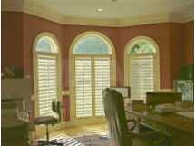 Bay Windowed Library with Bookcases, Plantation Shutters, Transoms Tower Over French Doors. The WOW Factor!