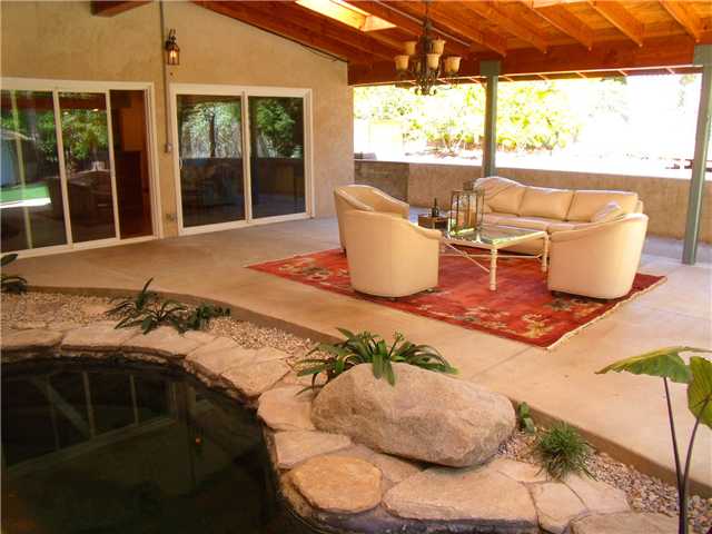 13319 Stone Canyon Road Poway, CA 92064 - Photo 7 of 22 Outdoor Living Room with Koi Pond.