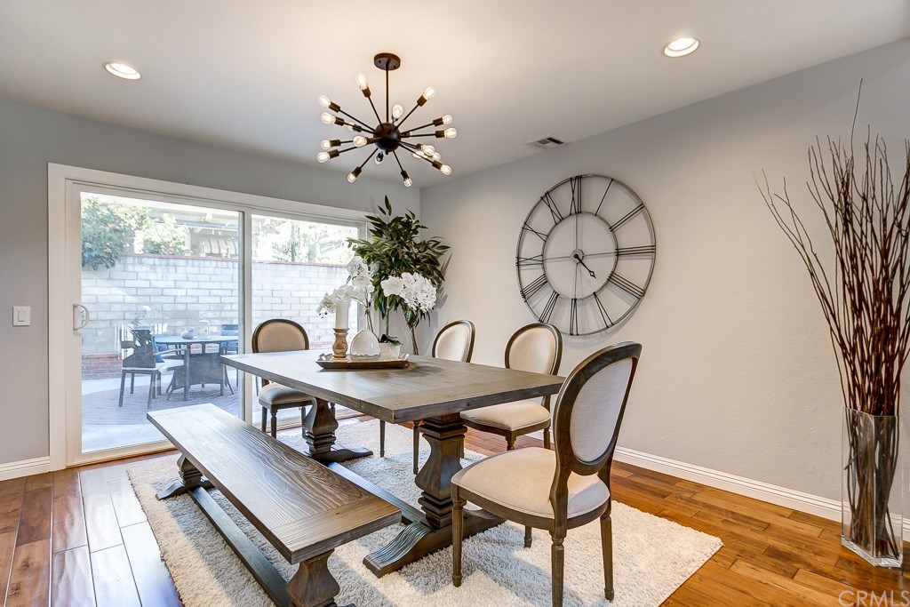 1000 Shadow Canyon Road Brea, CA 92821 - Photo 14 of 32 Wonderful dining room with stunning pendant and sliding doors to the backyard.