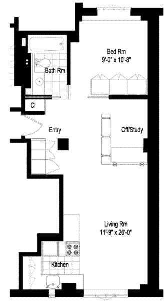 1-roms leilighet, 60 m²