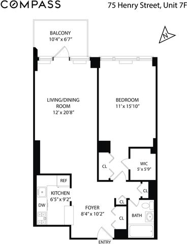 $710,000 | 75 Henry Street, Unit 7F | Brooklyn Heights