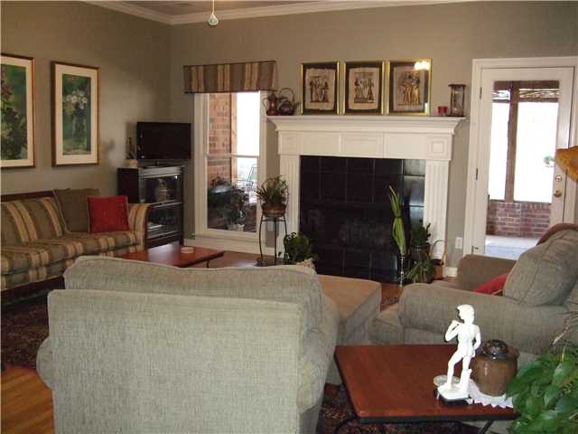 Beautiful nail down wood floors continue into Great Room
