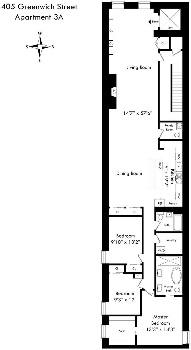 405 Greenwich Street, Unit 3A Manhattan, NY 10013 - Photo 12 of 12 FloorPlan