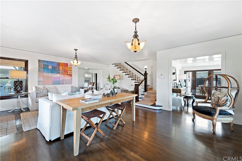 435 Agate Street Laguna Beach, CA 92651 - Photo 5 of 29 Living Room with original lighting open to family room and sun room