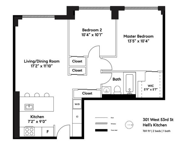 $1,365,000 | 301 West 53rd Street, Unit 17B | Hell's Kitchen