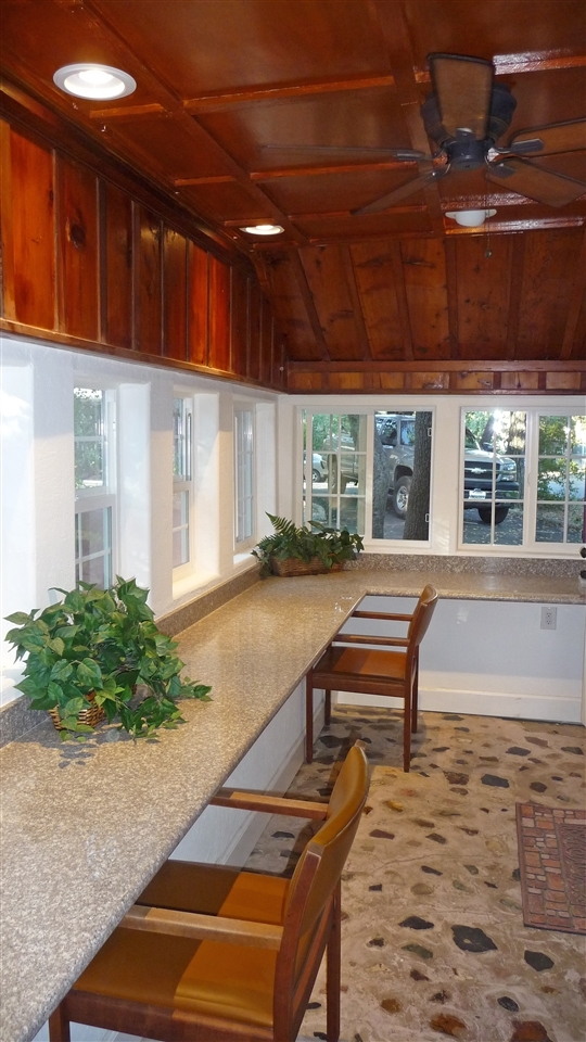 1311 Ridge Trail Julian, CA 92036 - Photo 15 of 25 GARDEN ROOM/OFFICE with granite counter, original 1934 rock Petrified wood floor.