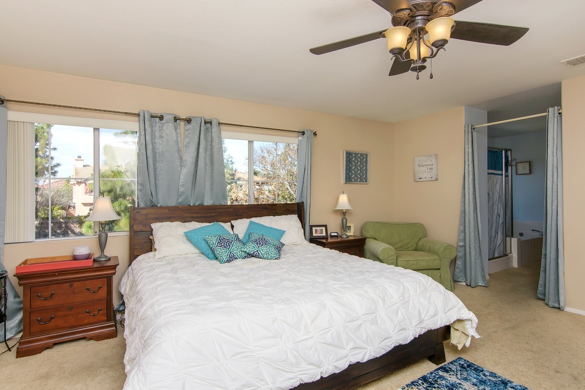 369 Spring Canyon Way Oceanside, CA 92057 - Photo 16 of 25 Large master bedroom with windows facing backyard.